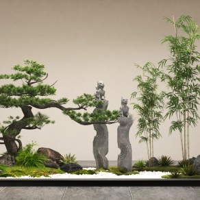新中式景观造景3D模型下载